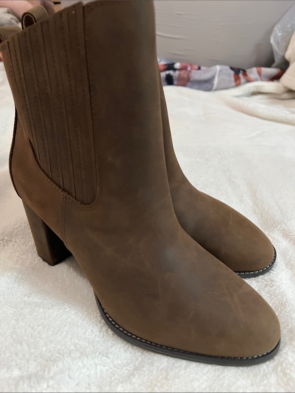 Blondo Waterproof Brown Suede Boots,Brown Women's Block Heel Ankle Boots